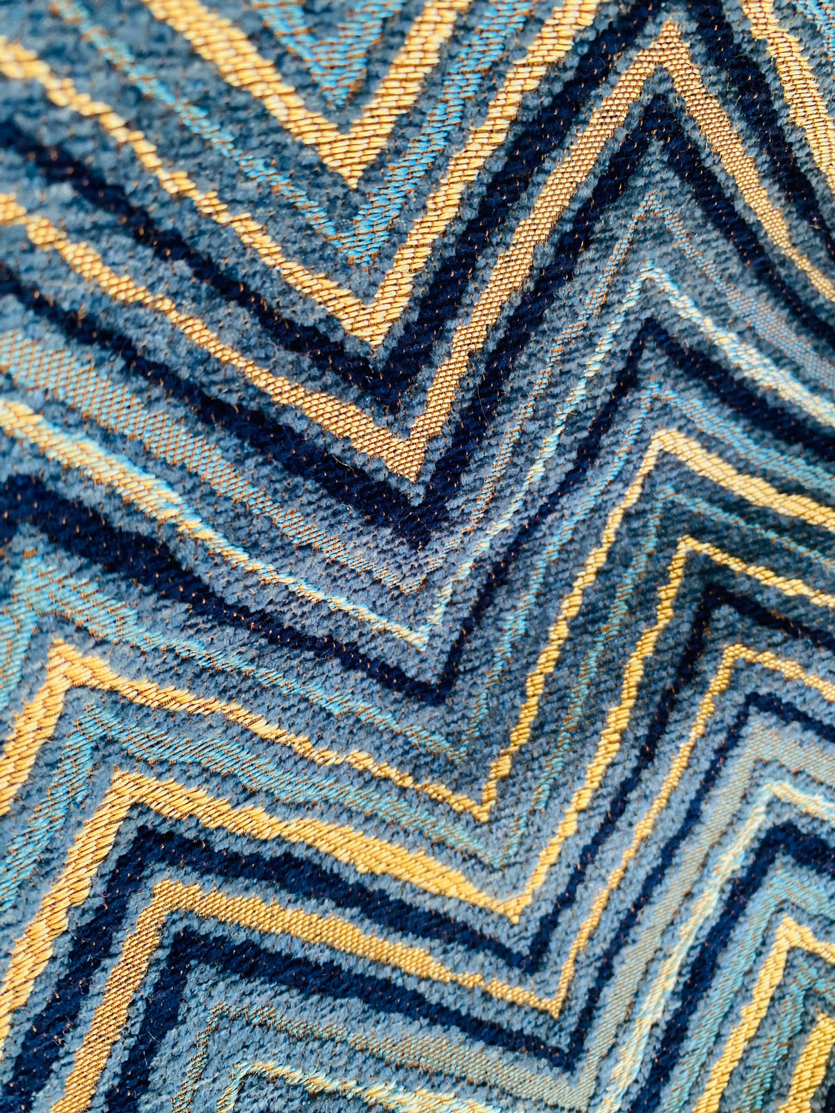 NEW! King Marko Luxury Heavyweight Upholstery Velvet Chenille Geometric Fabric - Blue - BTY - Fancy Styles Fabric Pierre Frey Lee Jofa Brunschwig & Fils