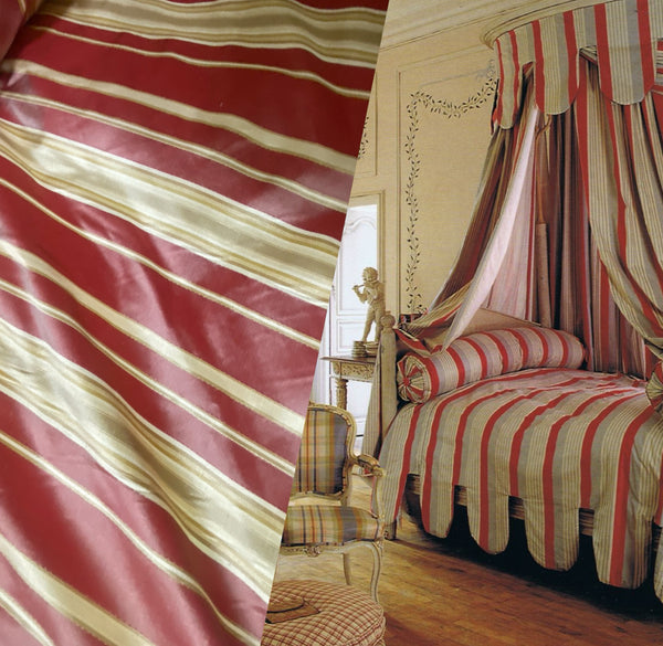 NEW Lady Lali 100% Silk Taffeta Fabric with Red Candy-cane Stripes - Fancy Styles Fabric Pierre Frey Lee Jofa Brunschwig & Fils