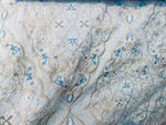 NEW! SALE! Scalamandre 100% Linen Medallion Embroidered Fabric Blue