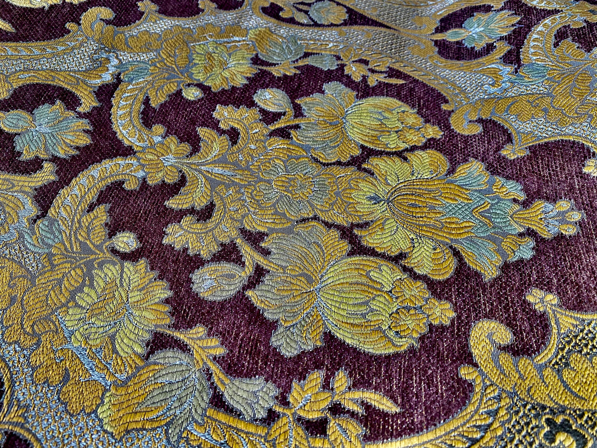 NEW! Duke Riviera Designer Venetian Italian Burnout Medallion Chenille Brocade Gold Brown Fabric Upholstery Style# HG10011 - Fancy Styles Fabric Pierre Frey Lee Jofa Brunschwig & Fils