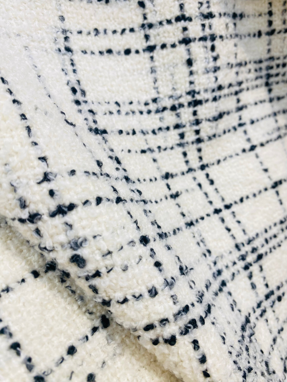 NEW Count York Designer Heavyweight Boucle Upholstery Fabric in White and Black Plaid Melange - Fancy Styles Fabric Pierre Frey Lee Jofa Brunschwig & Fils