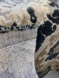 King Dalton Designer Medallion Damask Velvet Fabric Upholstery-Black Grey - Fancy Styles Fabric Pierre Frey Lee Jofa Brunschwig & Fils