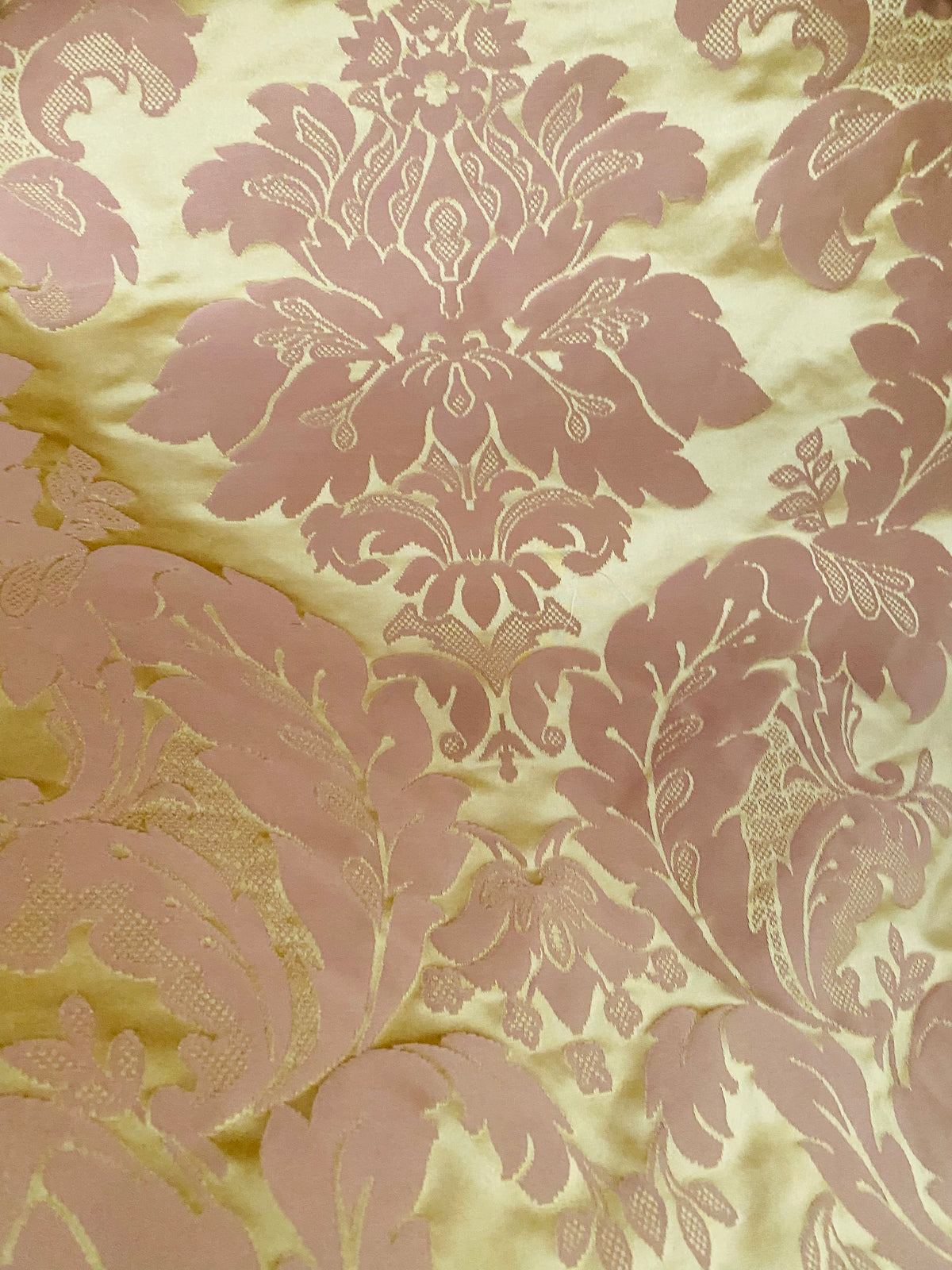 NEW! Princess Branda 100% Silk Satin Novelty Jacquard Damask Fabric- Pink and Gold - Fancy Styles Fabric Pierre Frey Lee Jofa Brunschwig & Fils