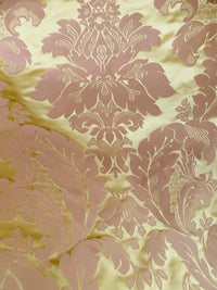 NEW! Princess Branda 100% Silk Satin Novelty Jacquard Damask Fabric- Pink and Gold - Fancy Styles Fabric Pierre Frey Lee Jofa Brunschwig & Fils