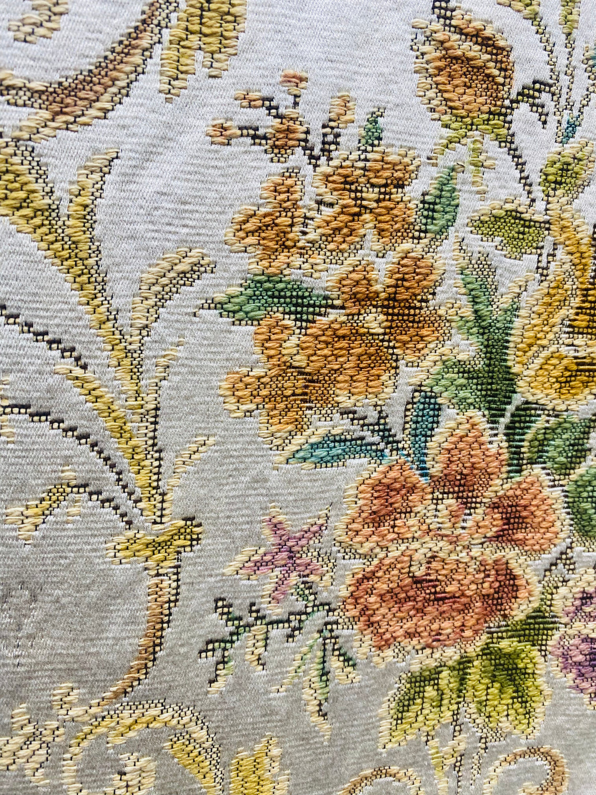 NEW Queen Marie Novelty Ritz Neoclassical Brocade Medallion Floral Satin Fabric - Ivory - Fancy Styles Fabric Pierre Frey Lee Jofa Brunschwig & Fils