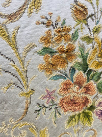 NEW Queen Marie Novelty Ritz Neoclassical Brocade Medallion Floral Satin Fabric - Ivory - Fancy Styles Fabric Pierre Frey Lee Jofa Brunschwig & Fils