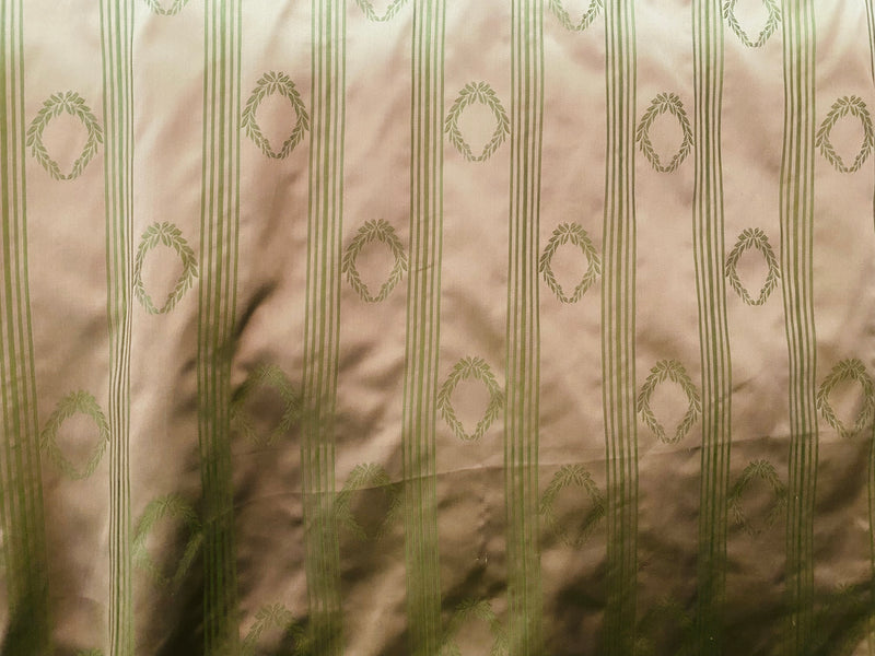 NEW! Princess Pitta 100% Silk Taffeta Novelty Jacquard Stripe Fabric- Pink and Green