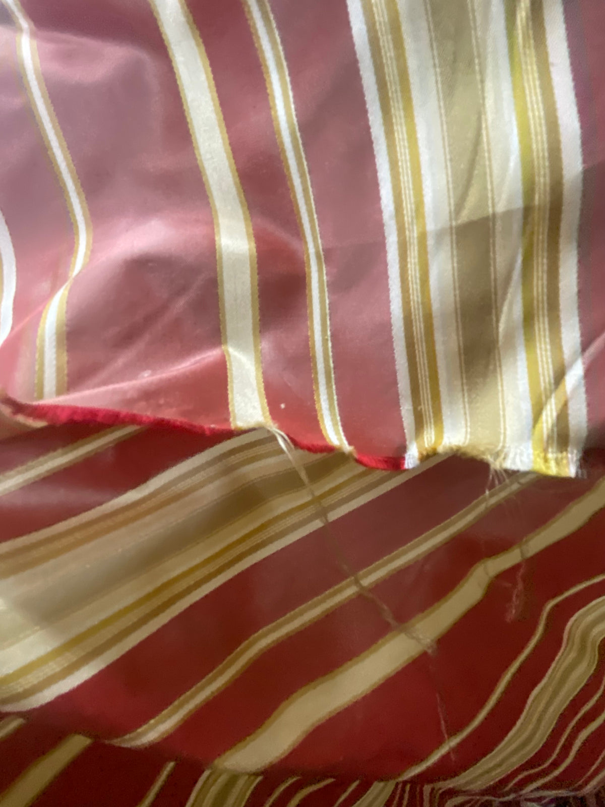 NEW Lady Lali 100% Silk Taffeta Fabric with Red Candy-cane Stripes - Fancy Styles Fabric Pierre Frey Lee Jofa Brunschwig & Fils