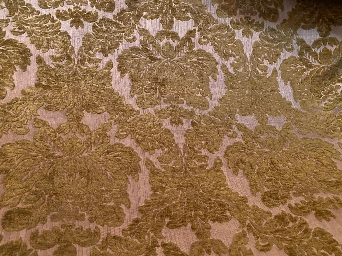 NEW! King John - Designer Italian Venetian Burnout Damask Cut Velvet Taupe Fabric Upholstery - Fancy Styles Fabric Pierre Frey Lee Jofa Brunschwig & Fils