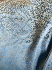 NEW Sir Enzo 100% Silk Taffeta Interior Design Fabric Medallion Brocade French Yellow and Blue - Fancy Styles Fabric Pierre Frey Lee Jofa Brunschwig & Fils
