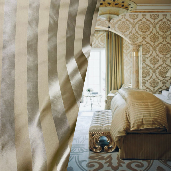 NEW Princess Sophie 100% Silk Fabric Gold Stripes - Fancy Styles Fabric Pierre Frey Lee Jofa Brunschwig & Fils
