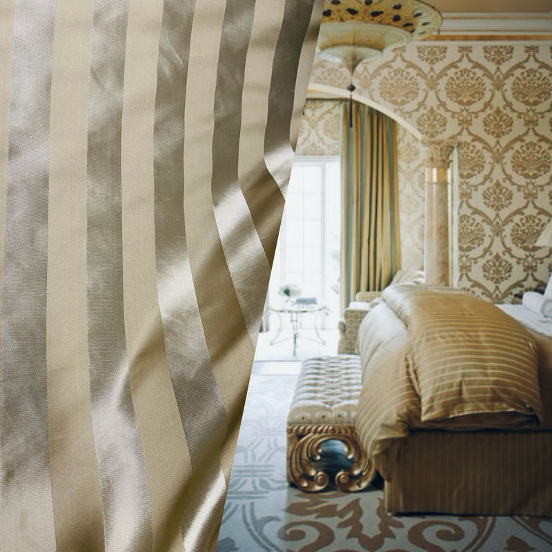 NEW Princess Sophie 100% Silk Fabric Gold Stripes