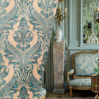 NEW! Princess Pantera- Designer Italian Venetian Burnout Damask Velvet Turquoise Blue Fabric Upholstery - Fancy Styles Fabric Pierre Frey Lee Jofa Brunschwig & Fils