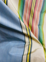 Back in stock! NEW Princess Penelope Designer 100% Silk Taffeta Stripes Fabric - Blue 55” Wide