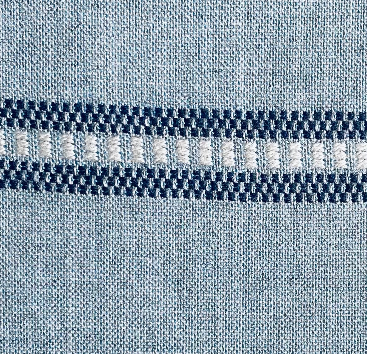 New! SUNBRELLA Indigo Blue Striped Embroidered Waterproof Indoor Outdoor Upholstery Fabric - Fancy Styles Fabric Pierre Frey Lee Jofa Brunschwig & Fils