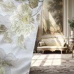 NEW! SALE! Miss Flora Italian Brocade Satin Fabric- Ivory- Floral Upholstery Neoclassical Louis