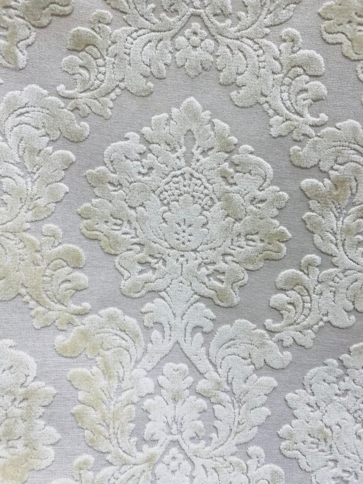 NEW! Duke Gabriel Designer Medallion Burnout Chenille Velvet Fabric - Pearl Cream - Fancy Styles Fabric Pierre Frey Lee Jofa Brunschwig & Fils