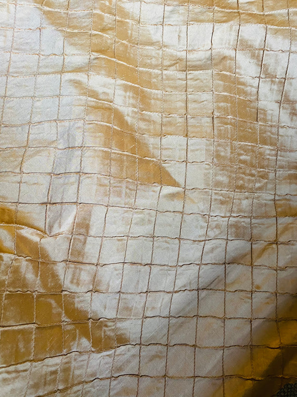NEW Lady Morgan 100% Silk Dupioni Pintuck Diamond Gold Fabric - Fancy Styles Fabric Pierre Frey Lee Jofa Brunschwig & Fils