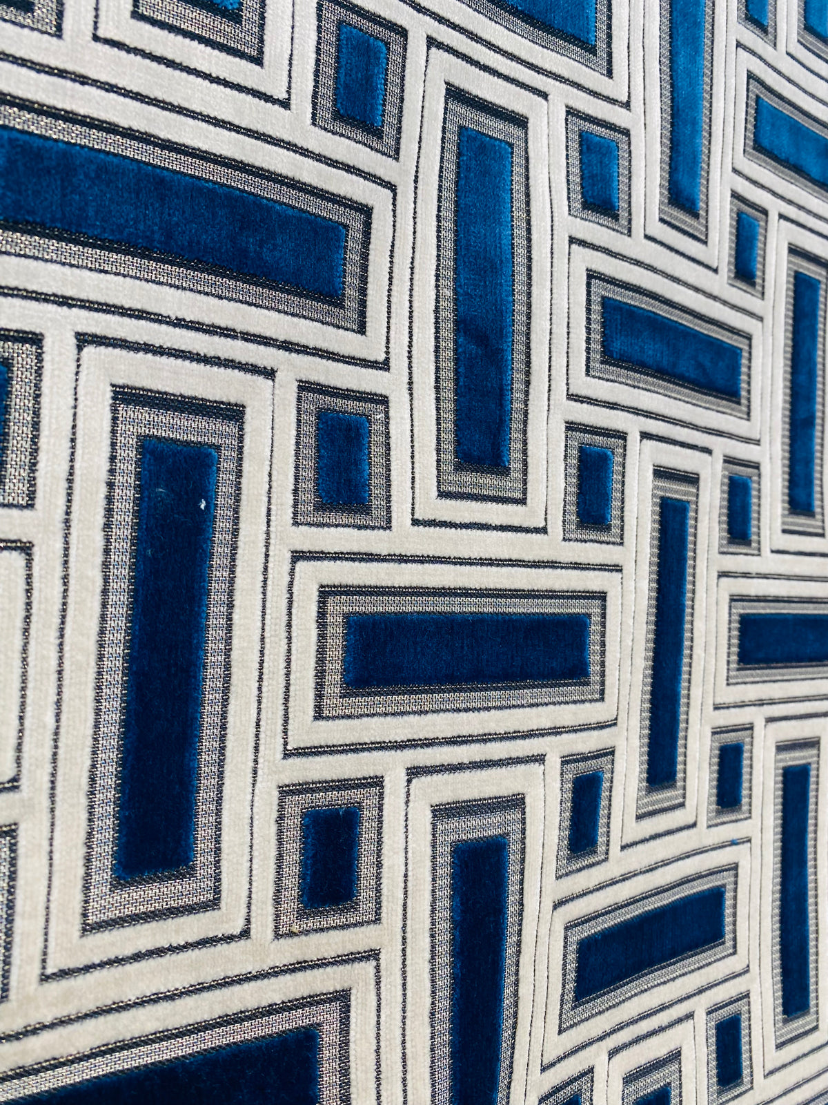 NEW! Duchess Adalyn Novelty Italian Burnout Geometric Chenille Upholstery Velvet Fabric - Royal Blue BTY - Fancy Styles Fabric Pierre Frey Lee Jofa Brunschwig & Fils