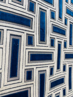 NEW! Duchess Adalyn Novelty Italian Burnout Geometric Chenille Upholstery Velvet Fabric - Royal Blue BTY