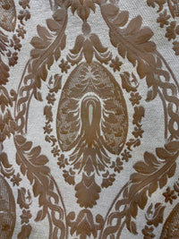 NEW Lady Danita Designer Medallion Burnout Chenille Velvet Fabric - Brocade- Cream Gold - Fancy Styles Fabric Pierre Frey Lee Jofa Brunschwig & Fils