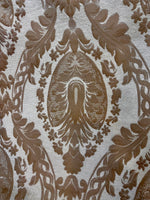 NEW Lady Danita Designer Medallion Burnout Chenille Velvet Fabric - Brocade- Cream Gold