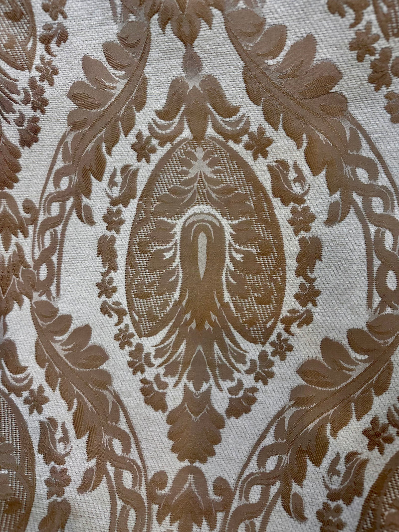 NEW Lady Danita Designer Medallion Burnout Chenille Velvet Fabric - Brocade- Cream Gold