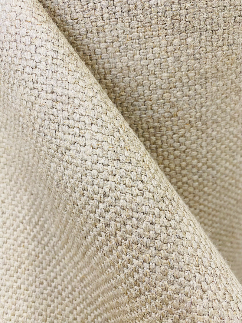NEW! Lord Byronne 100% Linen Basketweave Upholstery Fabric- Natural- Made in Ireland