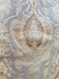 NEW! King Tatter 100% Silk  Novelty Jacquard Damask Fabric- Grey, Brown and Gold - Fancy Styles Fabric Pierre Frey Lee Jofa Brunschwig & Fils