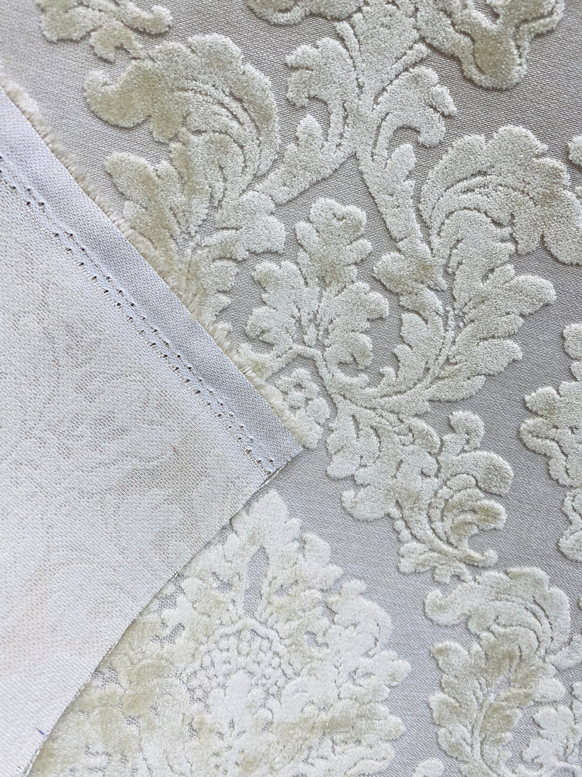 NEW! Duke Gabriel Designer Medallion Burnout Chenille Velvet Fabric - Pearl Cream - Fancy Styles Fabric Pierre Frey Lee Jofa Brunschwig & Fils