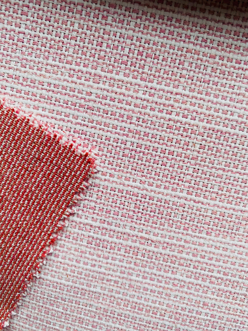 New! SUNBRELLA Pink Stripes Linen-Inspired Texture Waterproof Indoor Outdoor Upholstery Fabric