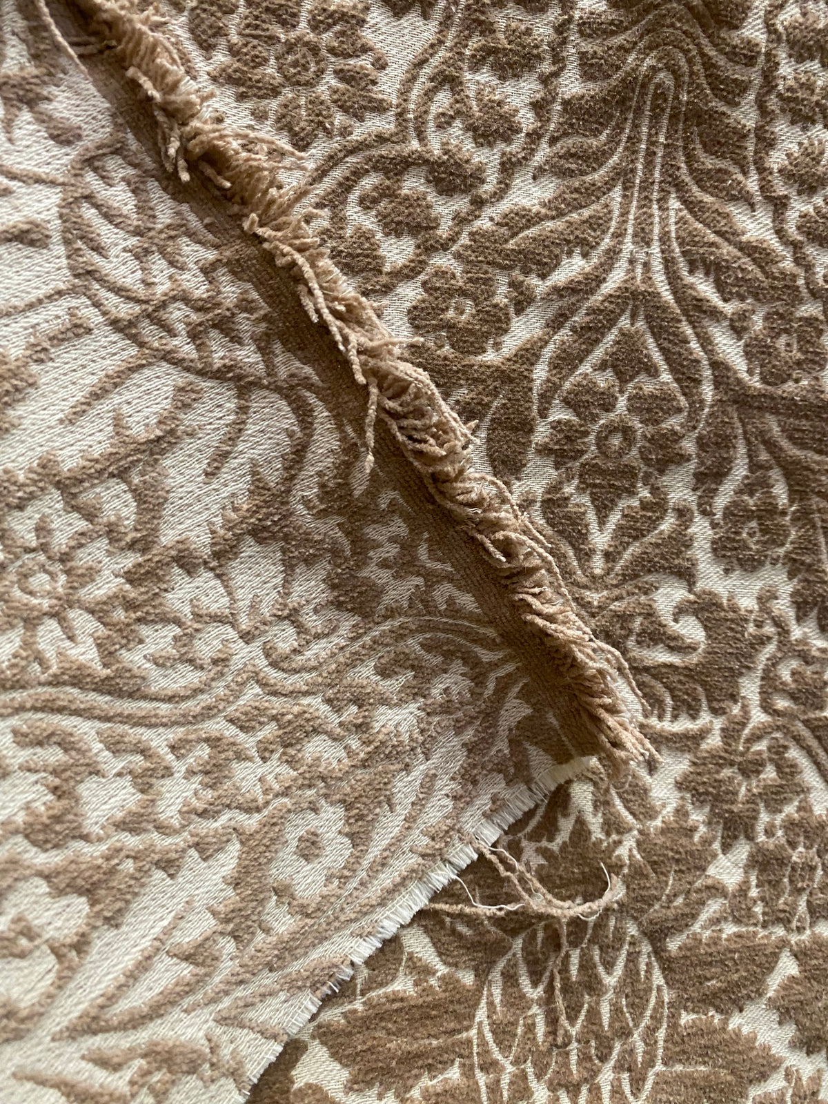 NEW! Prince Teffler - Designer Italian Venetian Burnout Damask Cut Velvet Taupe Fabric Upholstery - Fancy Styles Fabric Pierre Frey Lee Jofa Brunschwig & Fils