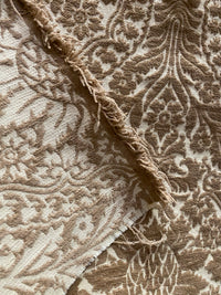 NEW! Prince Teffler - Designer Italian Venetian Burnout Damask Cut Velvet Taupe Fabric Upholstery - Fancy Styles Fabric Pierre Frey Lee Jofa Brunschwig & Fils