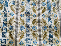 NEW Prince Greco Novelty Embroidered 100% Silk Taffeta Fabric Blue and White - Fancy Styles Fabric Pierre Frey Lee Jofa Brunschwig & Fils