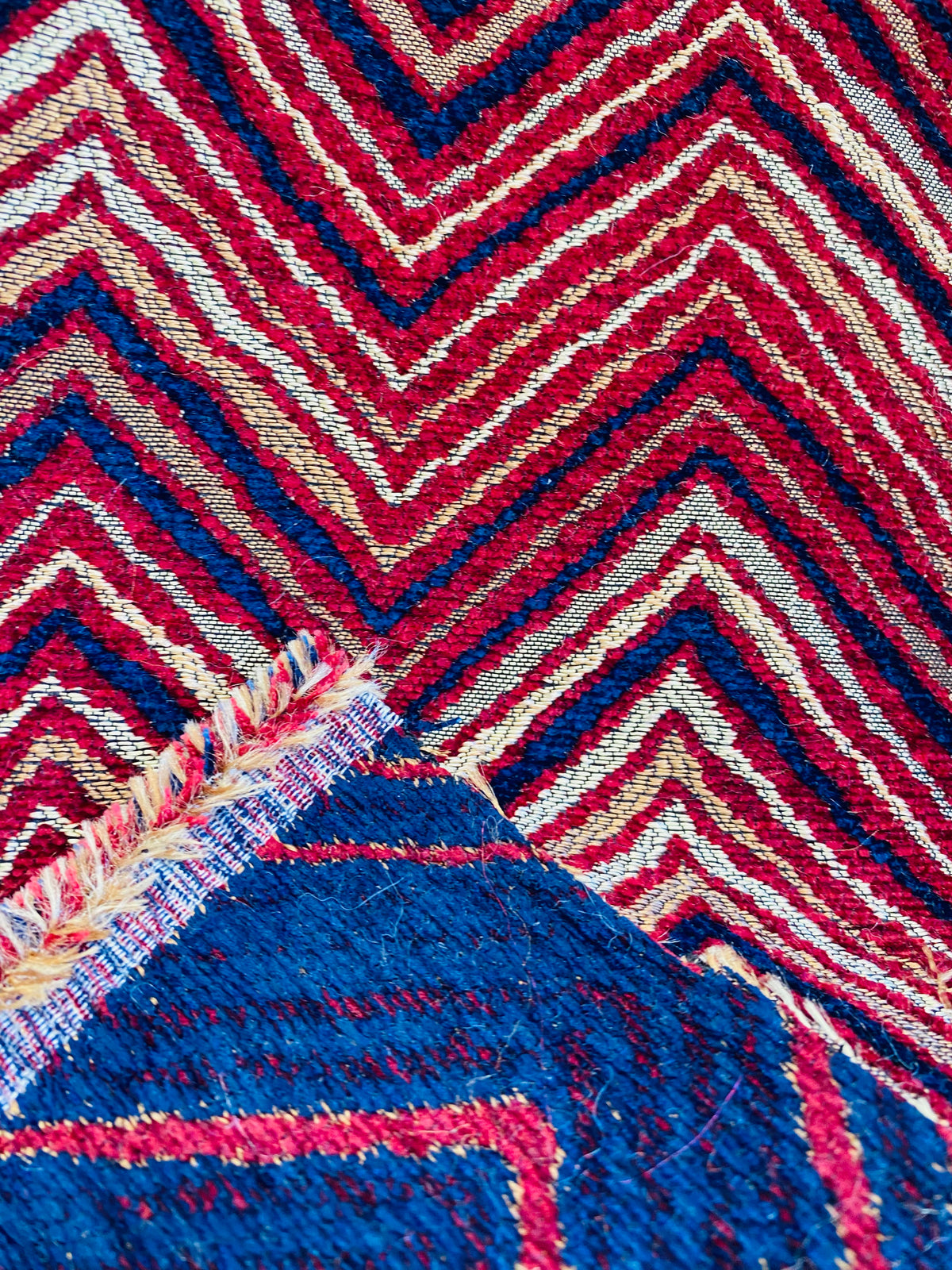 NEW! King Marko Luxury Heavyweight Upholstery Velvet Chenille Geometric Fabric - Fuchsia Red Blue - BTY - Fancy Styles Fabric Pierre Frey Lee Jofa Brunschwig & Fils