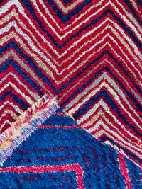 NEW! King Marko Luxury Heavyweight Upholstery Velvet Chenille Geometric Fabric - Fuchsia Red Blue - BTY - Fancy Styles Fabric Pierre Frey Lee Jofa Brunschwig & Fils