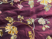 NEW Princess Carey 100% Silk Taffeta Embroidered Floral Fabric - Dark Red - Fancy Styles Fabric Pierre Frey Lee Jofa Brunschwig & Fils