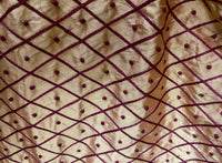NEW Duchess Dorta 100% Silk Dupioni Embroidered Diamond Dot Motif Cream White and Burgundy Red - Fancy Styles Fabric Pierre Frey Lee Jofa Brunschwig & Fils