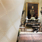 NEW Sir Davidoff Satin Diamond Fleur De Lis Drapery Upholstery Fabric - Gold