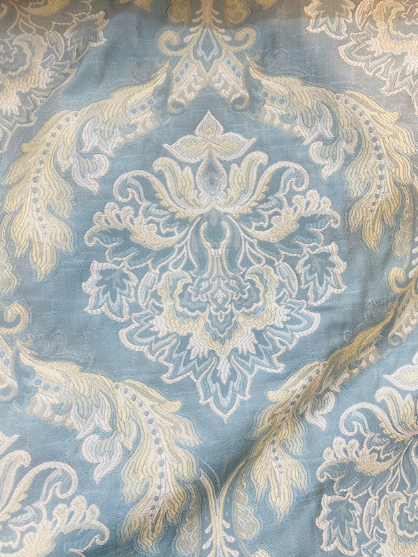NEW! King Jegeus Designer Quilted Brocade Damask Upholstery Fabric- French Blue - Fancy Styles Fabric Pierre Frey Lee Jofa Brunschwig & Fils