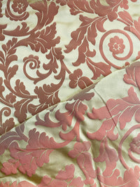 NEW! Princess Heart 100% Silk Satin Novelty Jacquard Damask Fabric- Pink and Gold - Fancy Styles Fabric Pierre Frey Lee Jofa Brunschwig & Fils