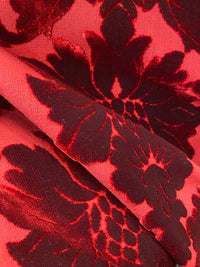 NEW! Prince Jasper - Designer Italian Venetian Burnout Damask Cut Velvet Red Fabric Upholstery - Fancy Styles Fabric Pierre Frey Lee Jofa Brunschwig & Fils
