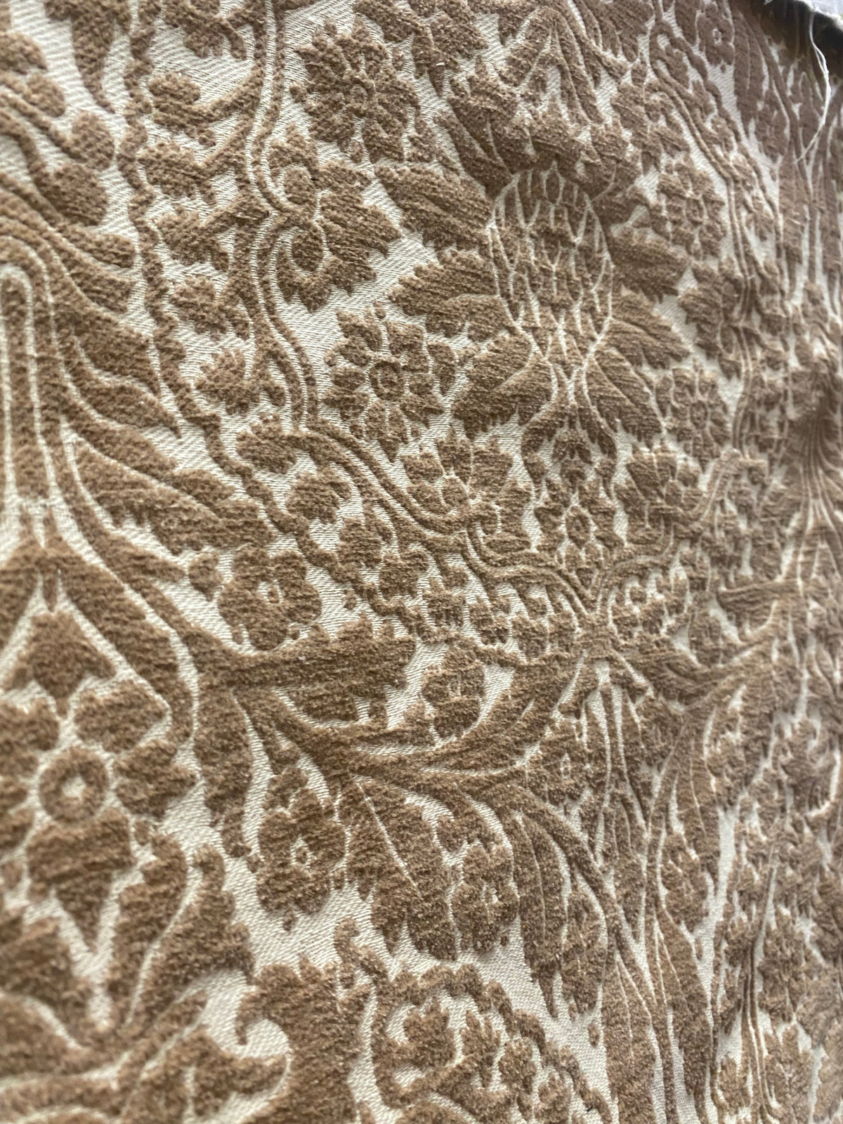 NEW! Prince Teffler - Designer Italian Venetian Burnout Damask Cut Velvet Taupe Fabric Upholstery - Fancy Styles Fabric Pierre Frey Lee Jofa Brunschwig & Fils