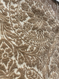NEW! Prince Teffler - Designer Italian Venetian Burnout Damask Cut Velvet Taupe Fabric Upholstery - Fancy Styles Fabric Pierre Frey Lee Jofa Brunschwig & Fils