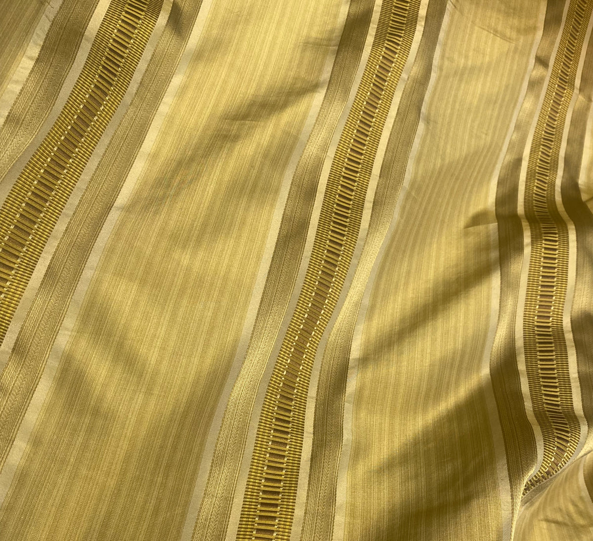 NEW Duchess Jessy 100% Silk Satin Embroidered Scroll Stripe Motif Fabric- Gold - Fancy Styles Fabric Pierre Frey Lee Jofa Brunschwig & Fils