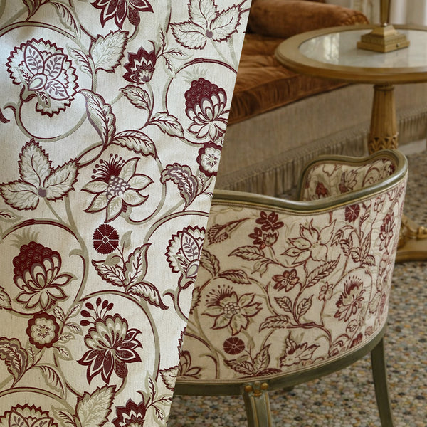 New! Sale! 50% Off 10 yard roll- Miss Florentine Brocade Floral Upholstery & Drapery Fabric- Red - Fancy Styles Fabric Pierre Frey Lee Jofa Brunschwig & Fils