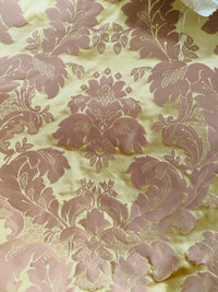 NEW! Princess Branda 100% Silk Satin Novelty Jacquard Damask Fabric- Pink and Gold - Fancy Styles Fabric Pierre Frey Lee Jofa Brunschwig & Fils