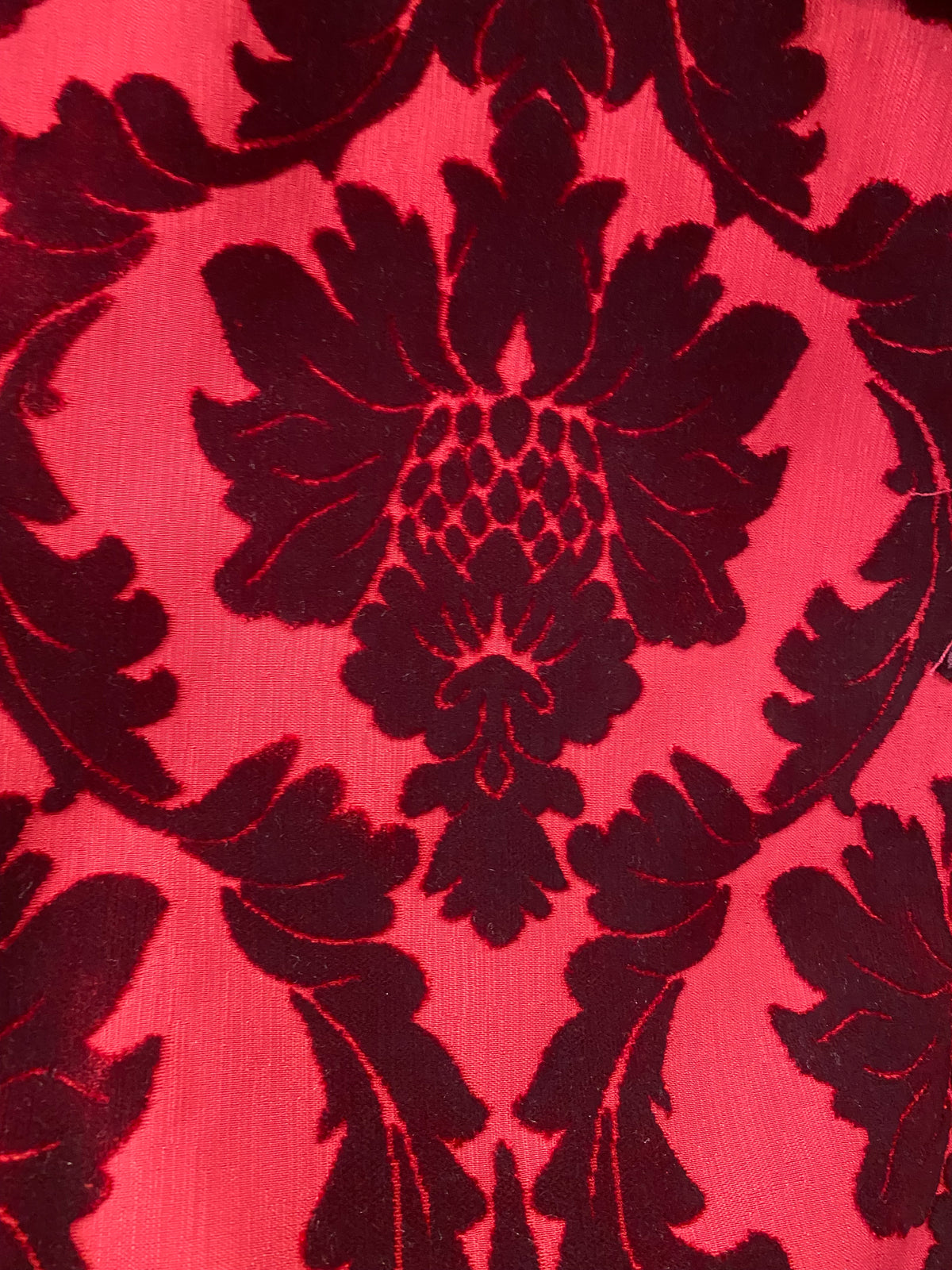 NEW! Prince Jasper - Designer Italian Venetian Burnout Damask Cut Velvet Red Fabric Upholstery - Fancy Styles Fabric Pierre Frey Lee Jofa Brunschwig & Fils