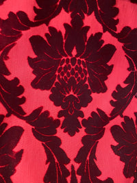 NEW! Prince Jasper - Designer Italian Venetian Burnout Damask Cut Velvet Red Fabric Upholstery - Fancy Styles Fabric Pierre Frey Lee Jofa Brunschwig & Fils