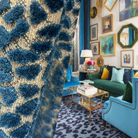 NEW King Cohen Leopard Novelty Upholstery Velvet Fabric Blue Style# CC10002 - Fancy Styles Fabric Pierre Frey Lee Jofa Brunschwig & Fils